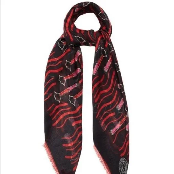 NWT Valentino GARAVANI Scarf Lipstick Black Red